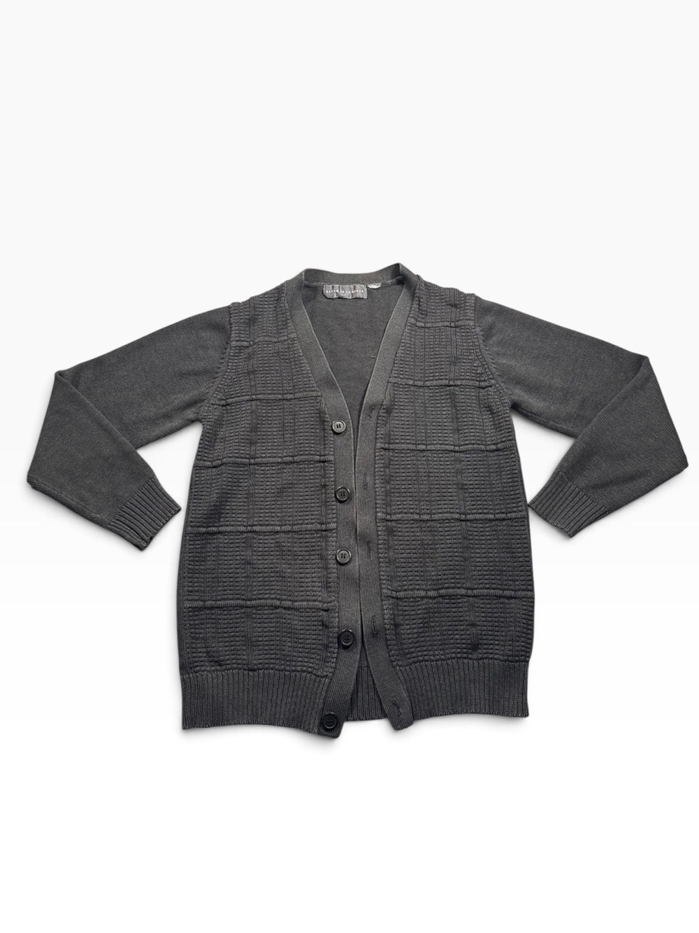 Oscar de la Renta Men's Charcoal Textured Button Cardigan